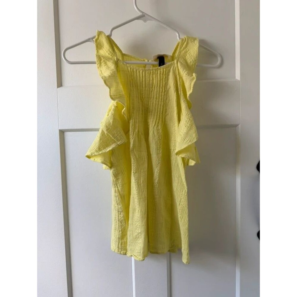 100% Cotton Yellow Ruffle Tank